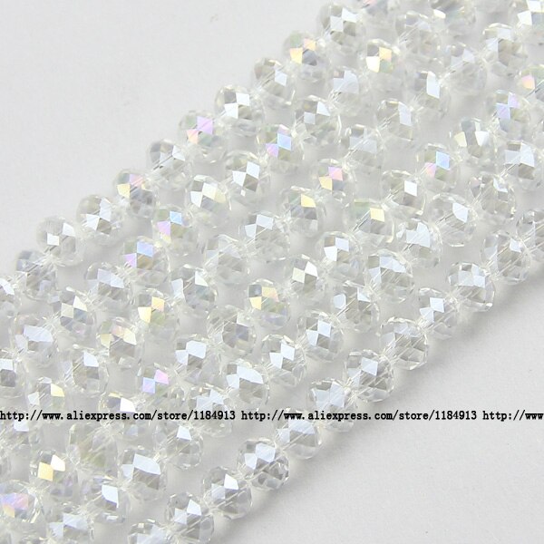 JHNBY forma redonda de lujo perlas de cristal austriaco de 6mm 50 Uds. Cuentas sueltas rondeles bola de cristal pulsera joyería DIY: Y617 White