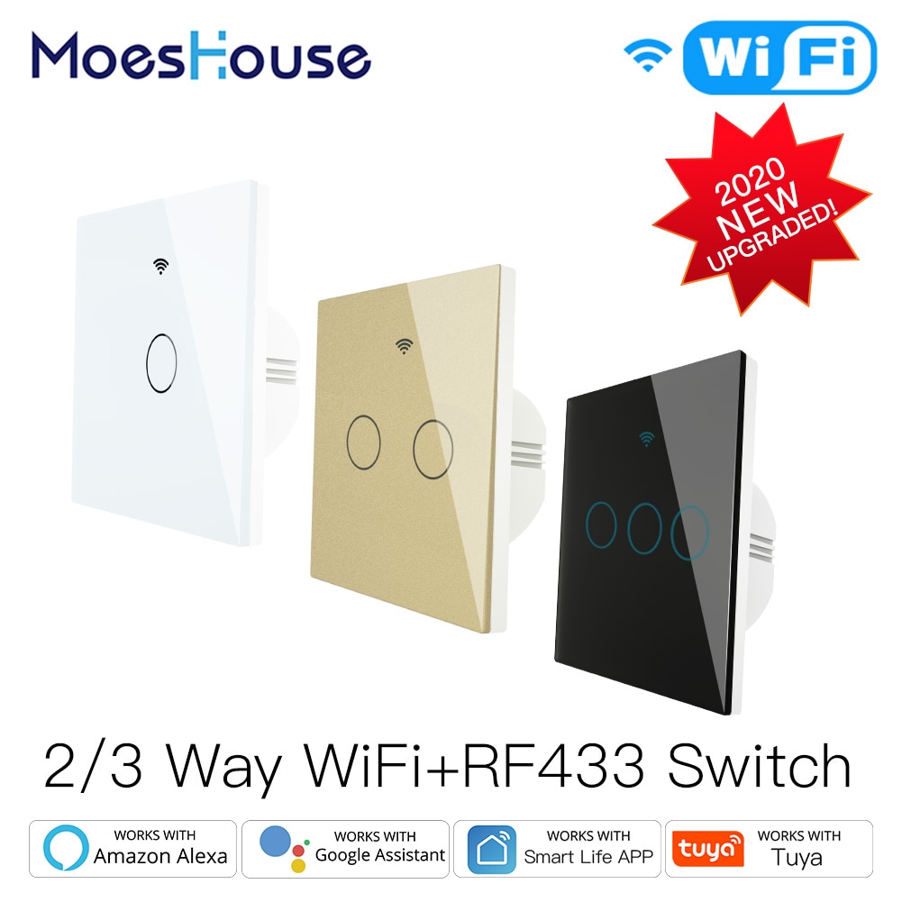 Opgraderet wifi smart rf433 touch switch 2/3 way ... – Vicedeal