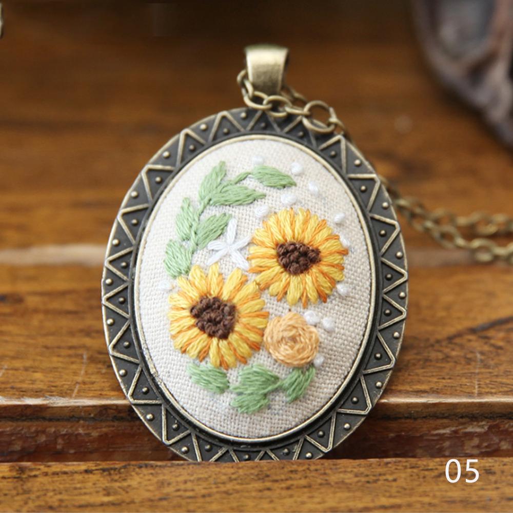 Diy målning kors broderi handarbete nybörjare söm kit kit halsband band blomma broderi handarbete med kedja: 05