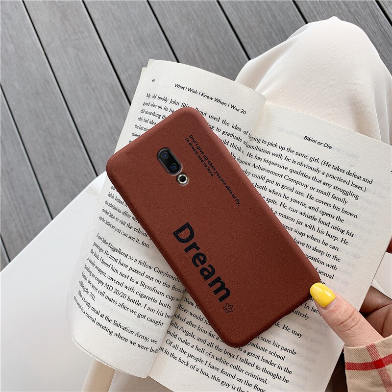Funda de letra mate para Meizu 16 16x16 th plus m6s mx mx6 mx5 e3 e2 m3e m6 m5 m3 note m5s marrón retro palabra cubierta trasera capa