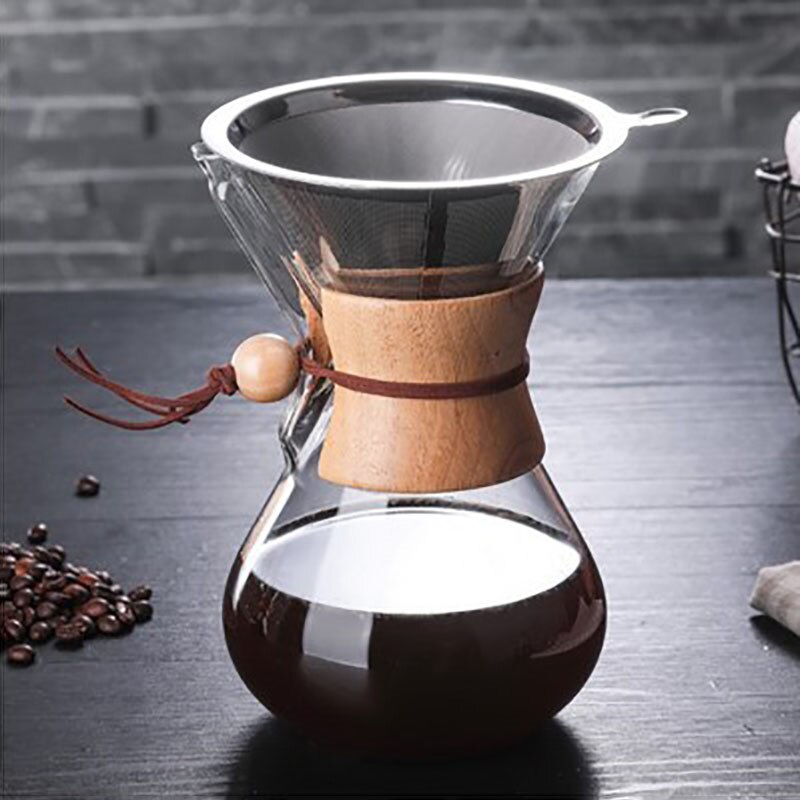 Cafetera de vidrio con filtro V60, cafetera percoladora de vidrio con mango de madera de borosilicato de 400ml 600ml 800ml: 800ml