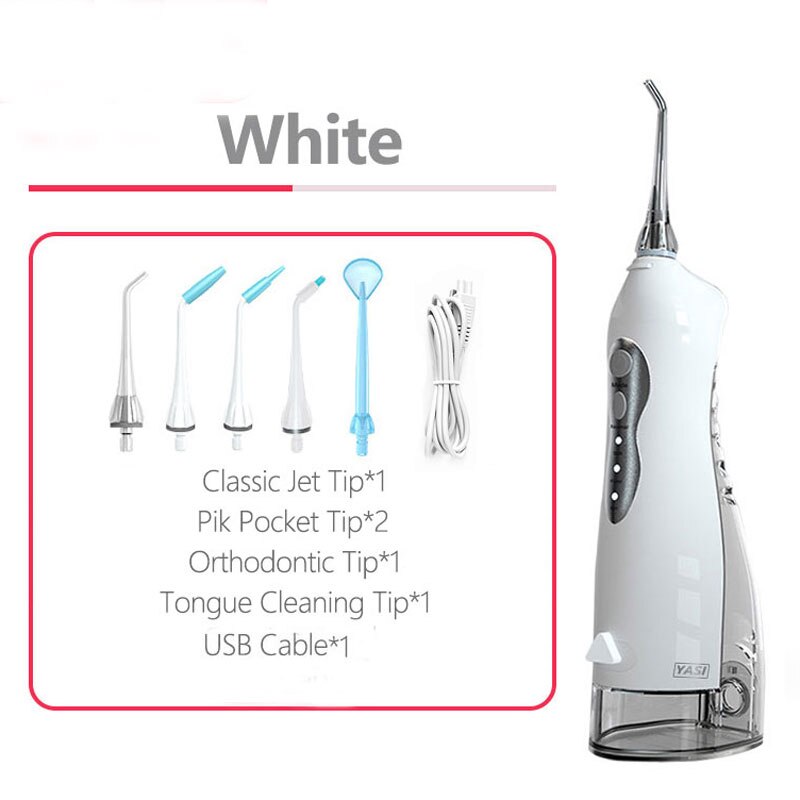 255ml Oral Irrigator USB Recharge Portable Water Flosser 3 Modes Teeth Washing Machine Brush 60-90psi Dental Water Jet: white water flosser