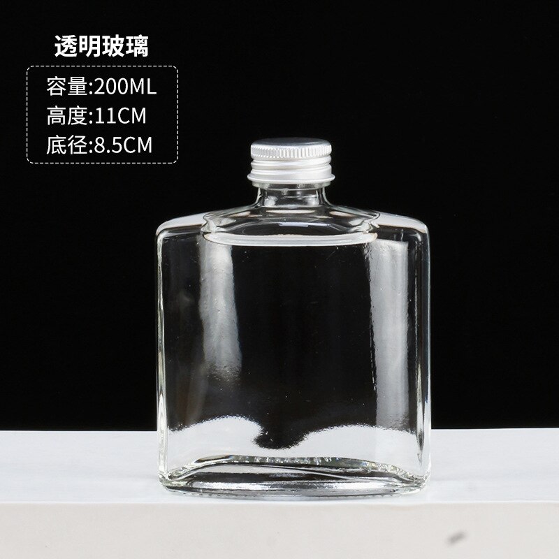 1pcs Glass Small Wine Bottle Storage Jar with Lid Frosted Bottle Clear Glass Wine Bottle Empty Glass Bottle Drink Bottle: 200ml Transparent
