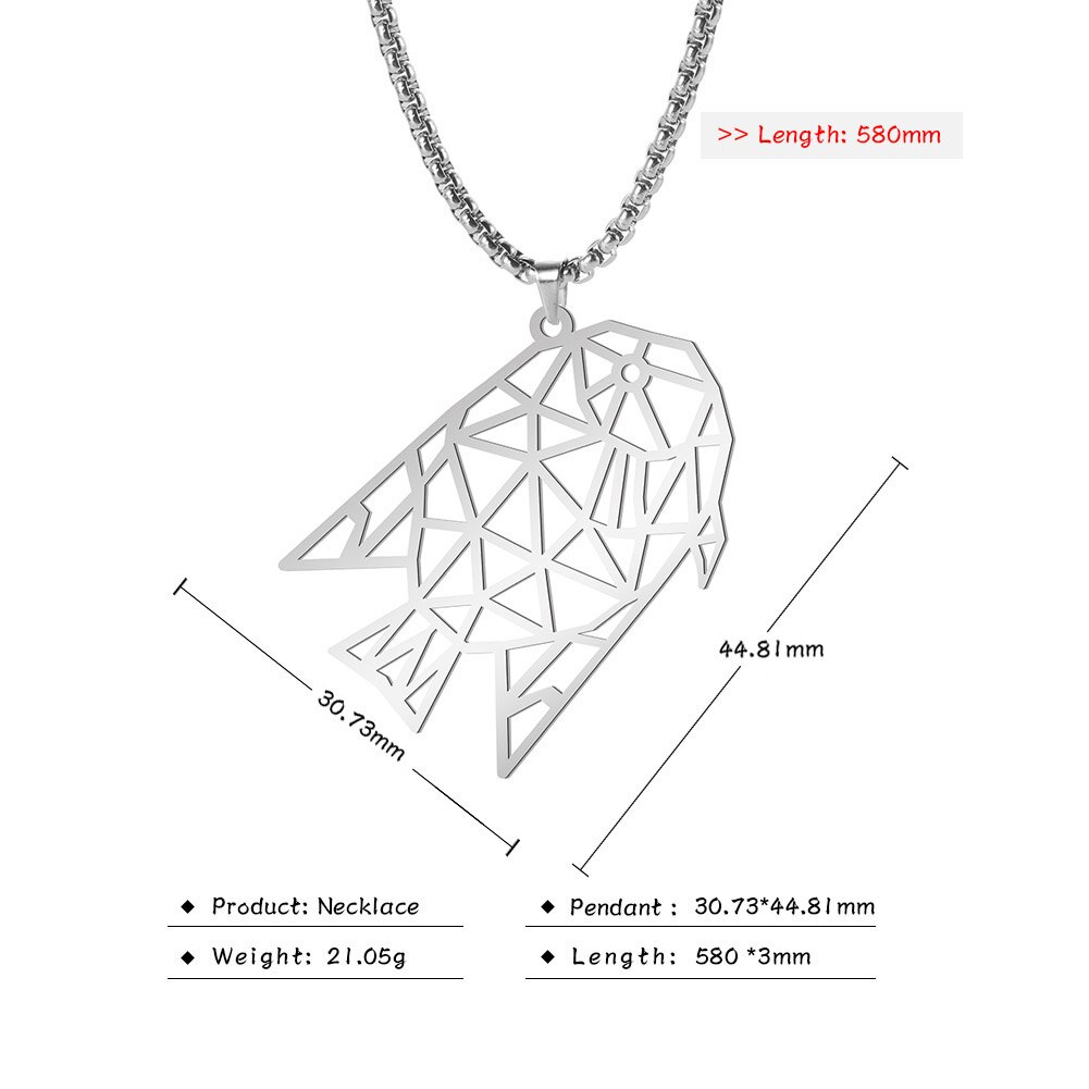 Teamer-collar con colgante de Animal de acero inoxidable para hombre, caja larga con cadena, Lobo, perro, gato, oso, León, ericio, cangrejo, camarón, joyería: Fish