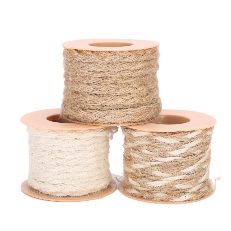 Hilo de Yute Natural de 5M, cuerda de arpillera de cáñamo, hilo para envolver de boda, bricolaje, decoración artesanal de floristería para Scrapbooking