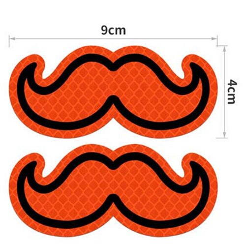 2PCS Eyes Reflective Decal Cartoon Beard Reflective Sticker Safety Warning Tape Flexible Stripes Car Decor Made with 3M: BeardFLOrange