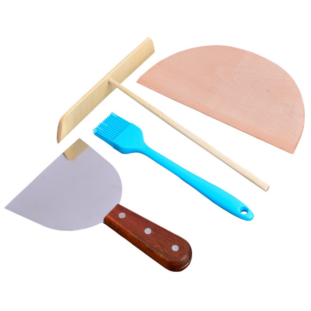 4 stück Crepe Treuer und Spachtel Set Pfannkuchen Makers Crepe Set Kit Tools Alle Natürliche Handgemachte Beechwood T-Form bau: Default Title