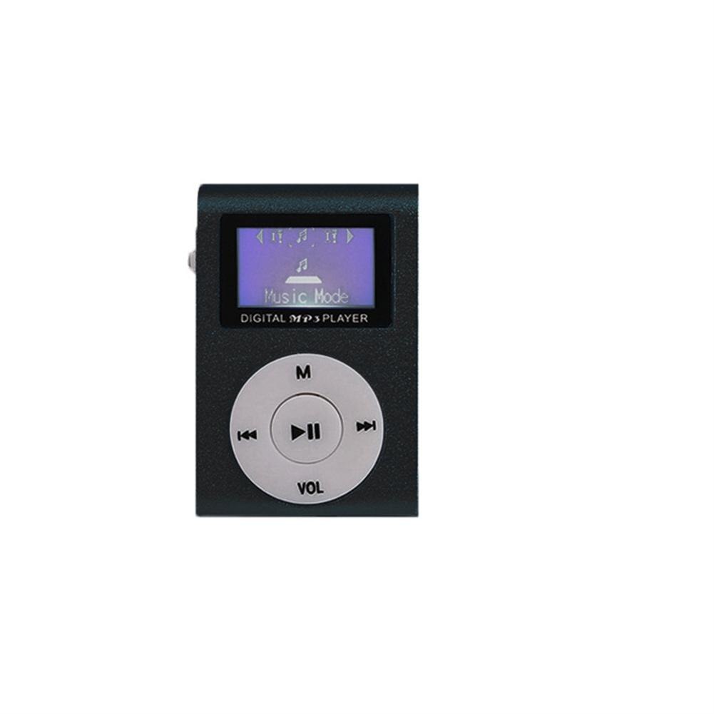 Mini Würfel Clip-typ Mp3 Spieler Anzeige Wiederaufladbare Tragbare Musik Lautsprecher mit Kopfhörer Usb-kabel: Schwarz
