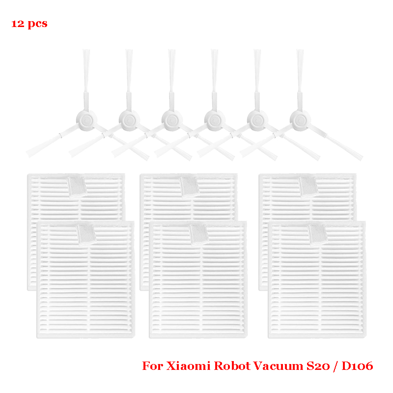 For Xiaomi S20 / D106 Cleaner Robot Vacuum Cleaner Replacement Parts Main Side Brush Cover HEPA Filter Mop Parts Accessories: Light Grey