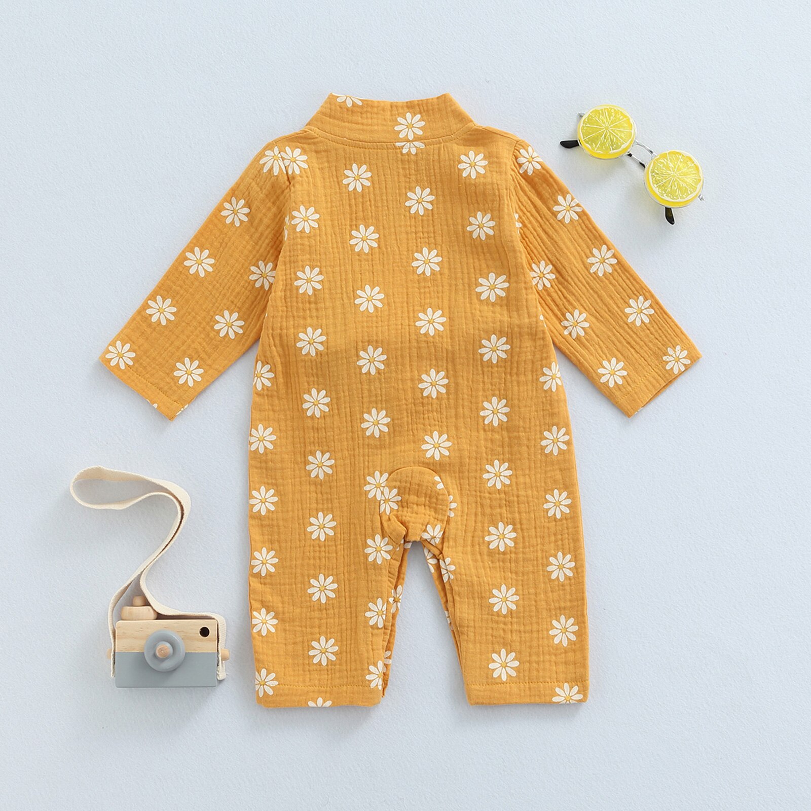 Pasgeboren Baby Meisjes Jongens Romper Gewaad Nachtkleding Katoen Linnen Casual Lange Mouw V-hals Peuters Kruis Knop Print Jumpsuit