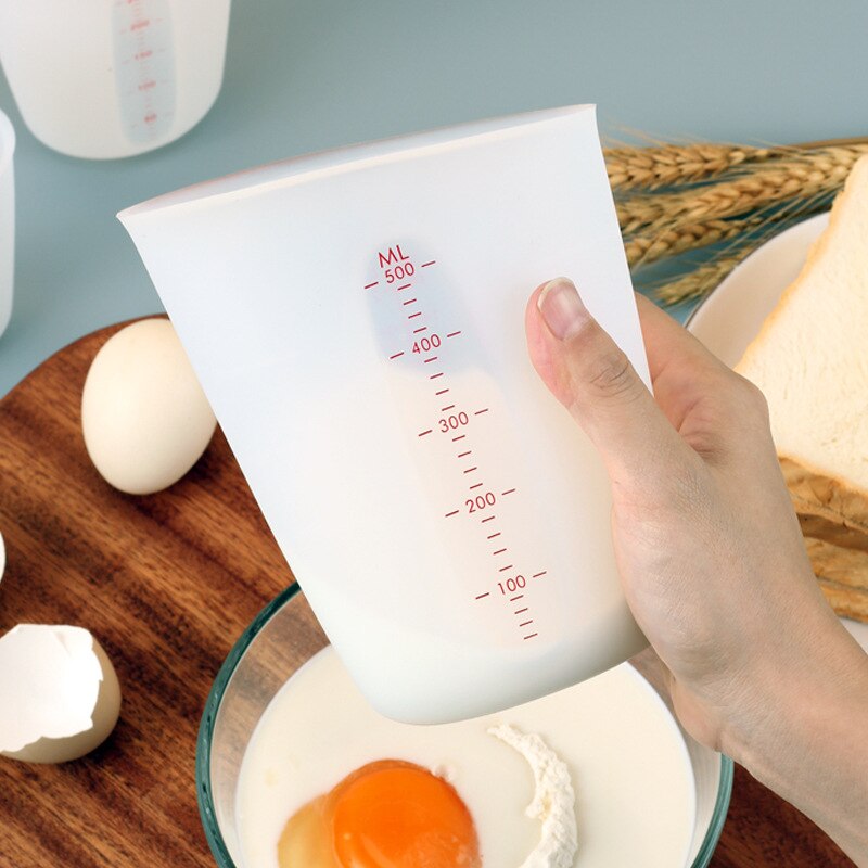 Silicone Measuring Cup Flexible Liquid Measure Cup Graduated Silicone Beaker Mixing Split Cup for Baking Kitchen Measuring Tools