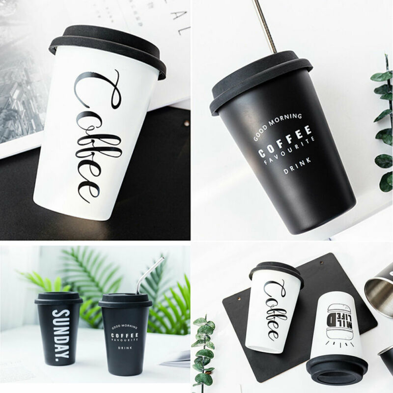 500ml kaffemuggar förtjockade kaffemuggar i rostfritt stål tekoppar stor resemugg campingmuggar kaffekopp med lock