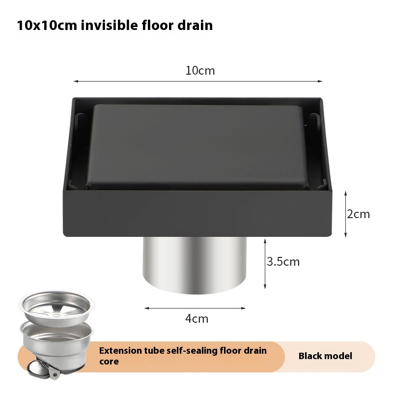 Siphon de sol invisible en acier inoxydable 304, drainage GNE, anti-odeur, noir, carré, salle de bain, toilette, salle de douche: BLANC