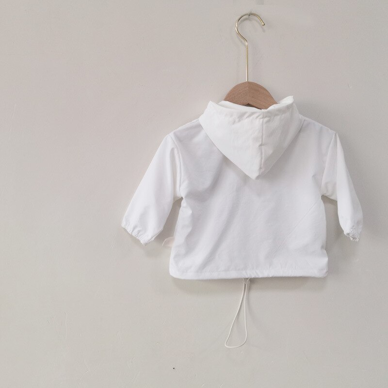 Baby Jacke Herbst Kind Jungen Mädchen Kleidung Lang Hülse Mit Kapuze Mantel Outwear Solide Kinder Windjacke Tops Jacken: white / 3T