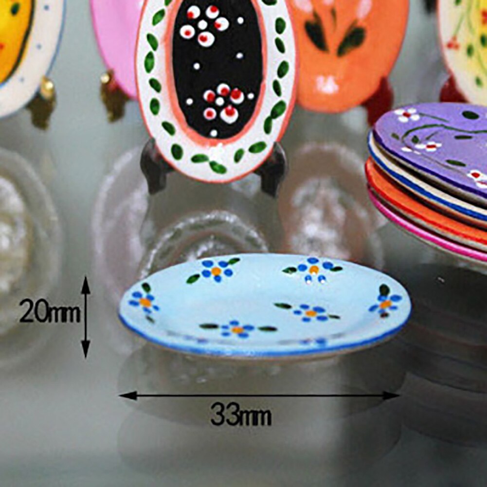 Dollhouse Mini Kitchen Ceramic Dishes Plate Miniature Tableware Realistic Model Toy DIY Fruit Dessert Cake Plate Toys
