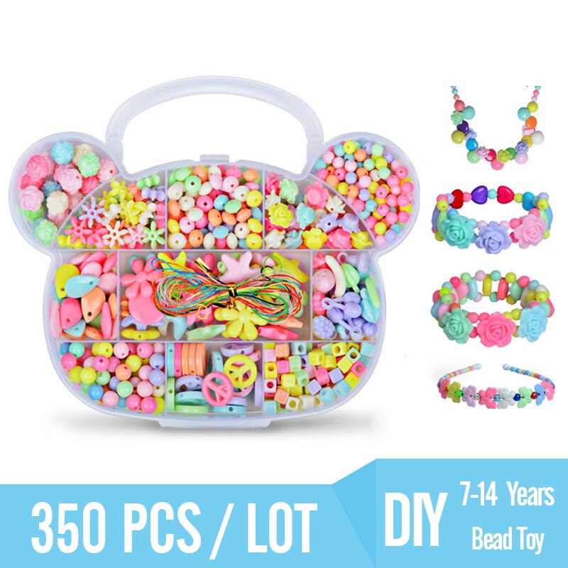 PARA niña, joyería de cuentas creativa, DIY, fabricación de pulsera, collar, juguete educativo para niños, hecho a mano con cuentas con caja