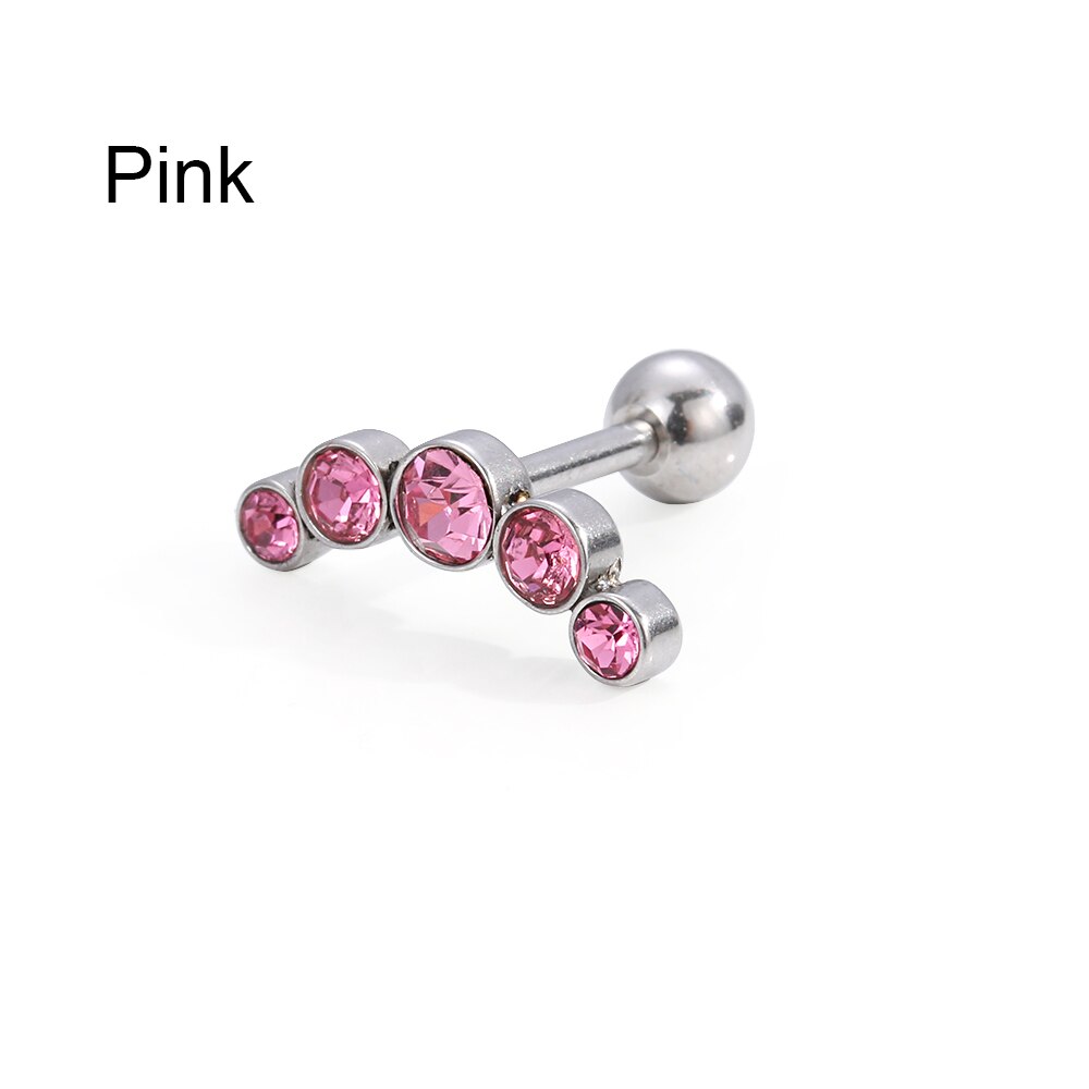 1PC Knorpel Helix Tragus Stud Ohrringe Ohr Nagel Edelstahl Bar Piercing Kristall Körper Schmuck Zubehör: Silber überzogen