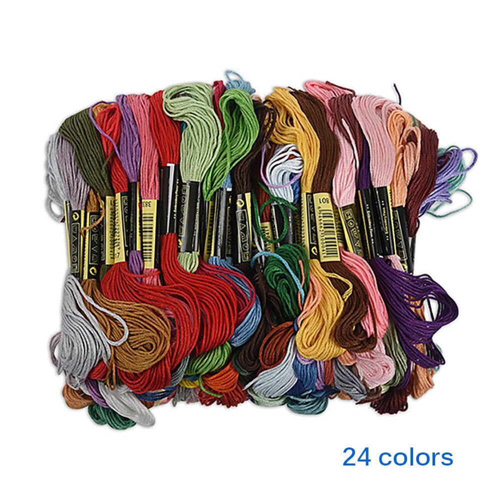 24/50/100Pcs Multicolor Similar DMC Thread Cross Stitch Cotton Sewing Skeins Embroidery Thread Floss Kit DIY Sewing Tools: 24 colors