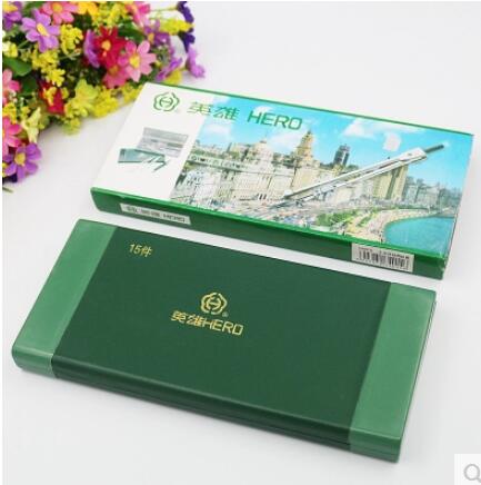 Hero Compasses 15pcs/set H4015 Compass Drawing Tool Engineering Drawing Metal Compasses Set Compas Scolaire Compasso Escolar