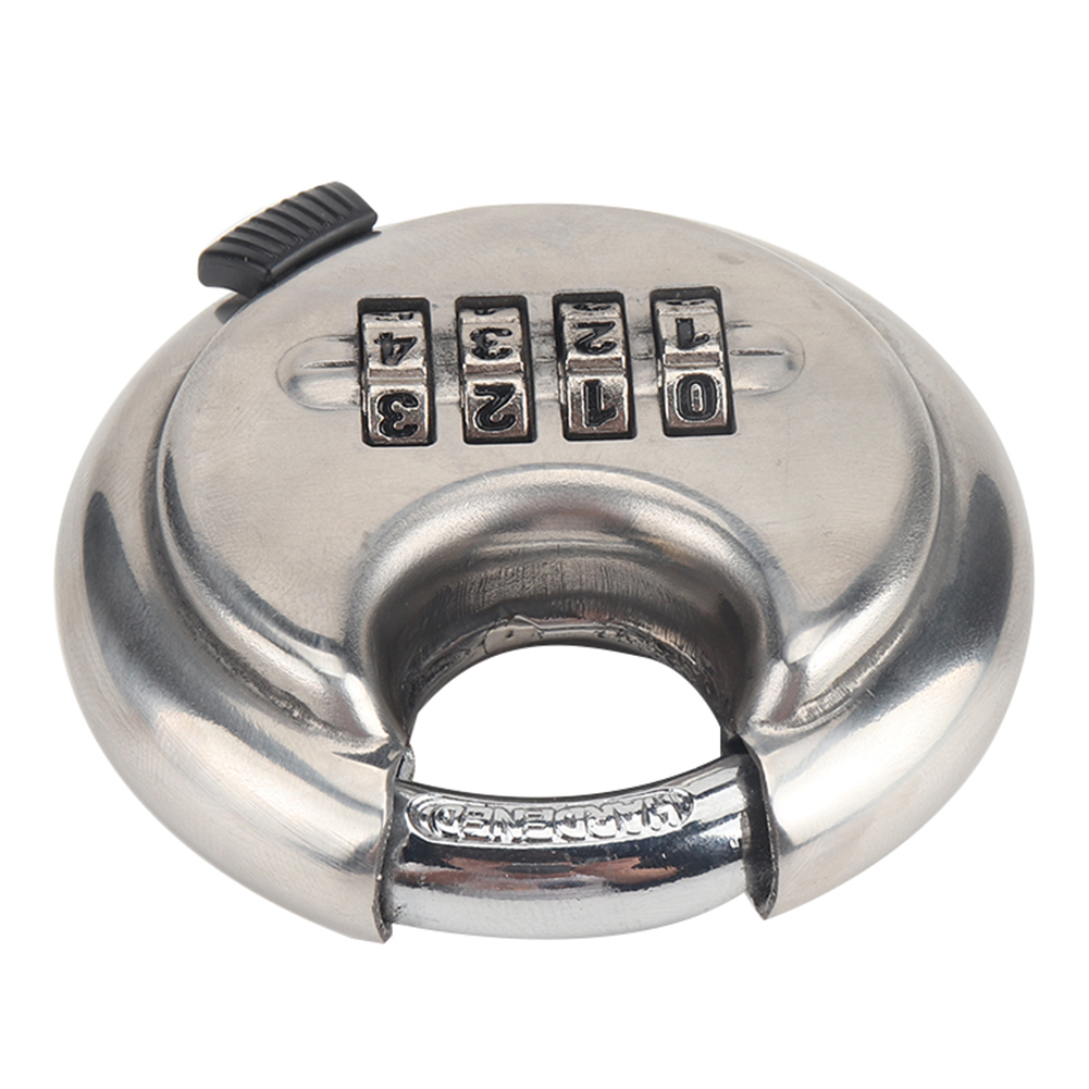 4 Digit Combination Discus Lock Heavy Duty Round Stainless Steel Disc Padlock 70mm For Trailer Storage Unit Shed Gate Door