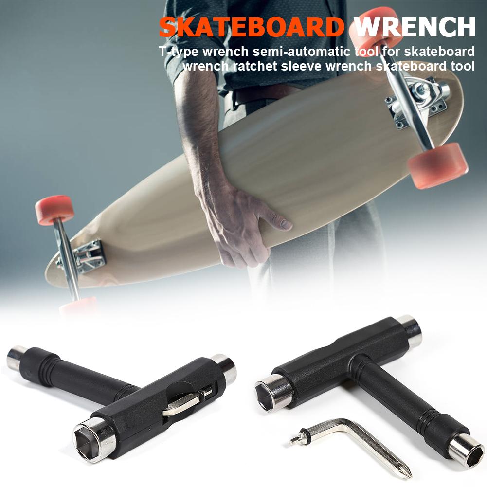 Herramienta de Skate tipo T todo en uno, llave negra, destornillador para monopatín, herramienta de ajuste