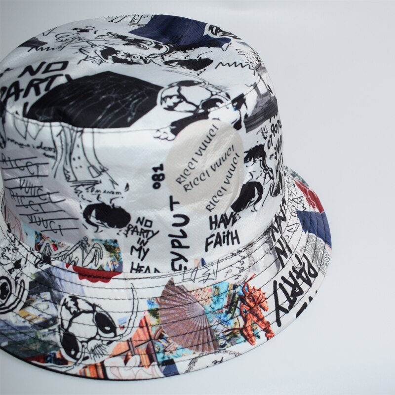 Zomer Brief Graffiti Emmer Hoed Vrouwen Mannen Mode Strand Zon Hoeden Omkeerbaar Bob Chapeau Femme Panama Hoed Visser Hoed