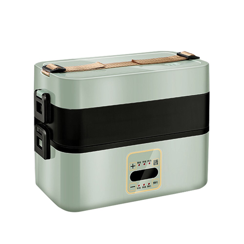 Double-layer Lunch Box Food Container Portable Electric Heating Insulation Dinnerware Food Storage Container Bento Lunch Box: Double-Green