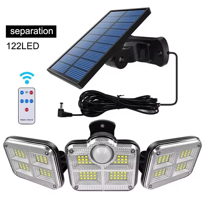 Solarne lampy zewnętrzne 122/333 LED Solar IP65 wodoodporne z 3 trybami regulacji oświetlenia lampy uliczne do garażu taras ogrodowy: Niebieski