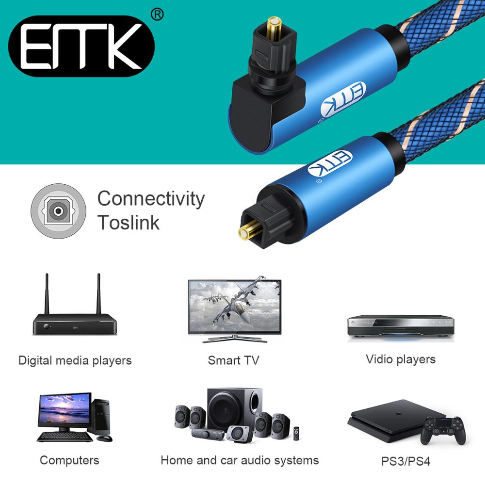 EMK 5.1 Audio Digitale Ottico Cavo di 90 Gradi Ad Angolo Retto Toslink SPDIF Cavo 1m 2m 3m per altoparlante Soundbar DVD TV