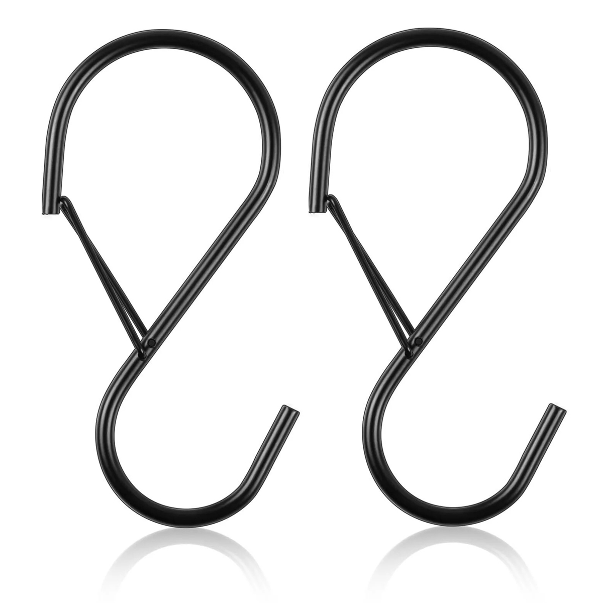 Lot de 2/4/8 crochets en S de 4 pouces pour suspendre avec boucle de sécurité, crochets en S robustes, grands crochets en métal pour suspendre des plantes, des jeans, des pots, des sacs: Gris clair
