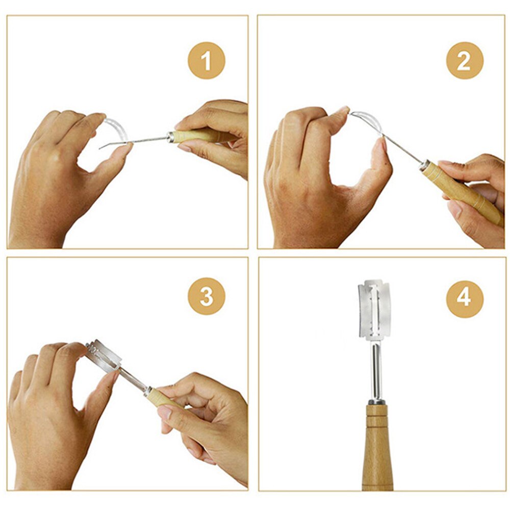 3 Sets Bread Bakers Cutter Bakery Scraper Wooden Handle Bread Dough Scoring Blade Tools for Baking Cutter Accessories