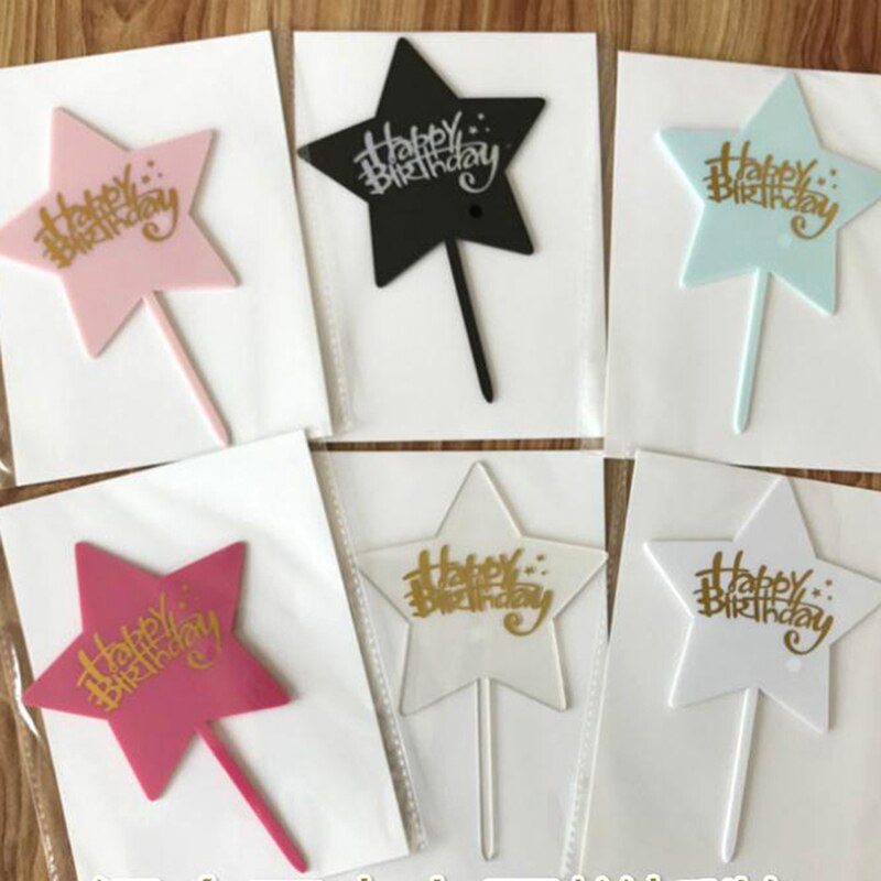 1 Stuks Gelukkige Verjaardag Acryl Cake Topper Dessert Bakken Party Decoratie Roze Blauw Jongen Of Meisje Geslacht Onthullen Cupcake Topper
