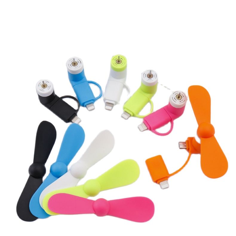 2 IN 1 Reise Tragbare Handy Mini Fan Kühlung Kühler Für iPhone 5 6 6S 7 Plus 8 X für Android Typ-c