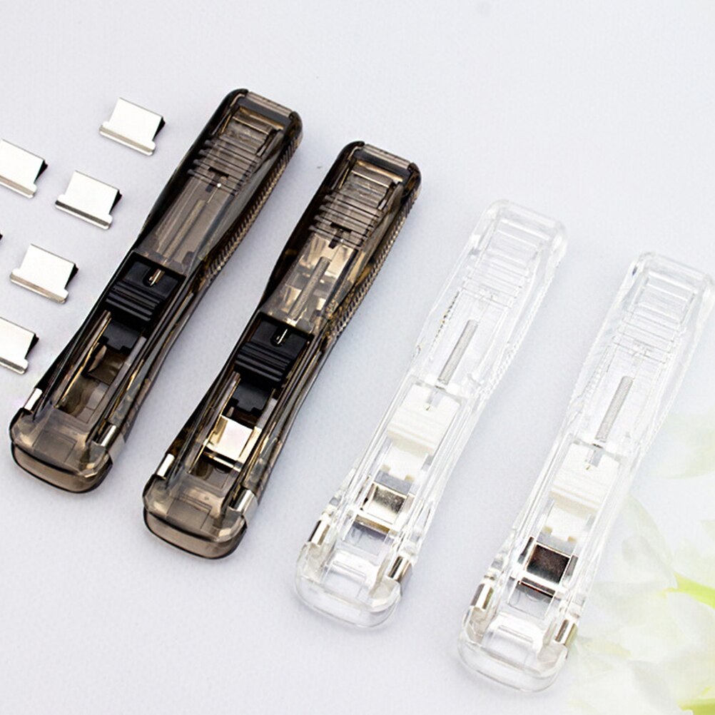 1 Set Stapleless Stapler Portable Stapler Clam Clip Dispenser Student Stationery for Home Office School