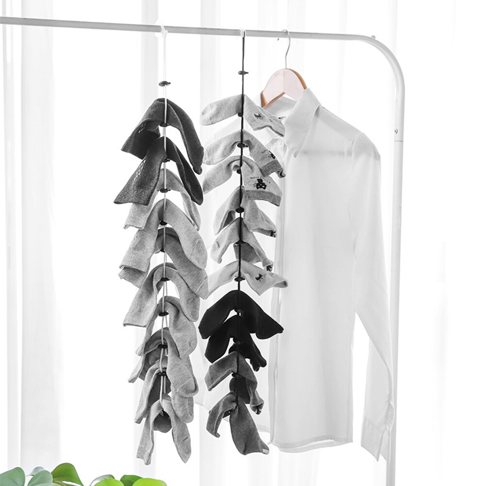 Non-Slip Washing Divider Storage Organizer Clothesline Holder Multifunctional Lanyard Socks Hanging Rope Adjustable Drying Home