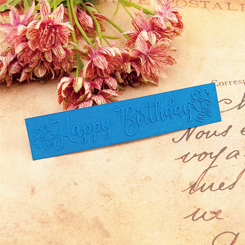 15x3cm Happy birthday Embossing folders Plastic For Scrapbooking DIY Template Fondant Cake Photo Album Card Making