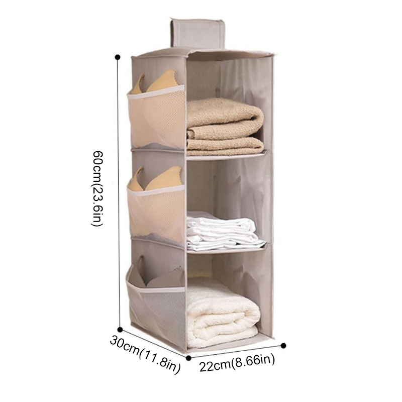 Multi-Layer Hanging Closet Organizer Hanging Bag/Shelf Foldable For Bra Storage Bag Socks Clothes Storage Organizer Hanging Bag: DARK GRAY