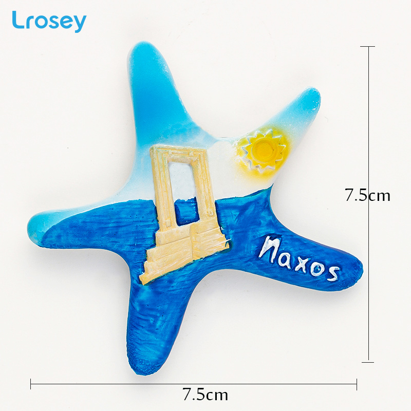 3D koelkastmagneet souvenir home decor Griekenland York Thailand Hars koelkast Magnetische sticker keuken decoratie accessoires: Naxos Starfish