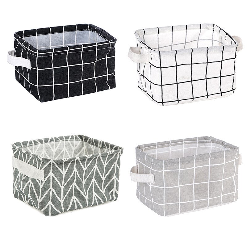 Linen Waterproof storage basket Table top Foldable storage box cosmetics sundries clothing fabric storage basket toy storage