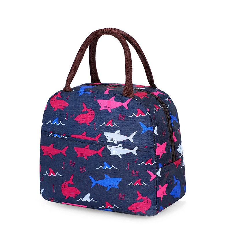2022 Ladies Thickened Cooler Isolated Bag Outdoor Picnic Waterproof Insulated Lunch Bags Cooler Drybag Box for Women: Navy blue shark