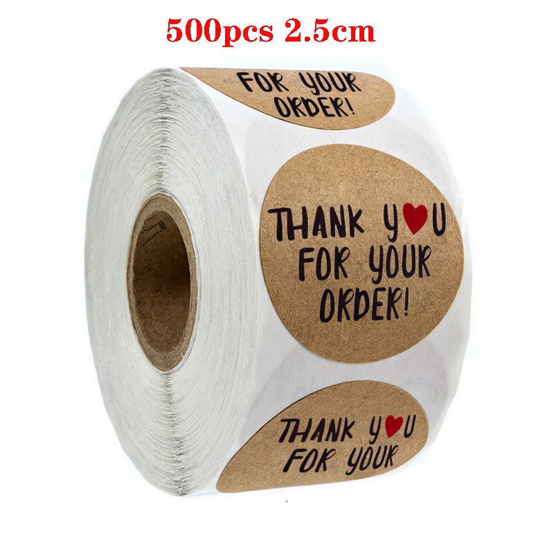 500PCS/Roll Thank You Stickers Handmade Sticker Circle Stationery Thank You For Your Order Seal Labels Thank You Sticker: 9