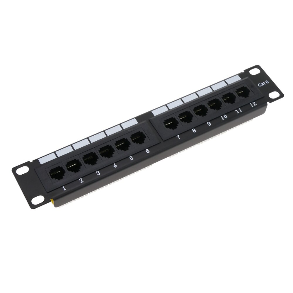 RackMatic - Patch panel 10&quot; para armario rack 12-Port RJ45 Cat.6 UTP 1U