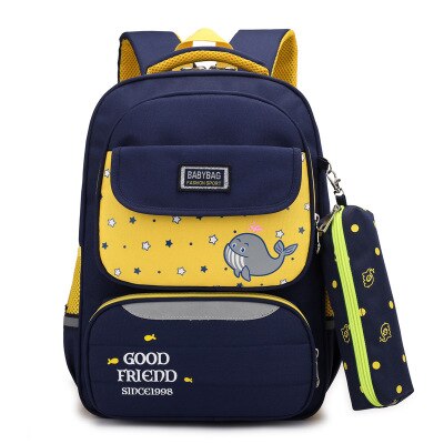 Moda dos desenhos animados bonito das crianças mochila de alta capacidade escola primária menino menina carga-reduzindo respirável oxford pano mochila: Yellow