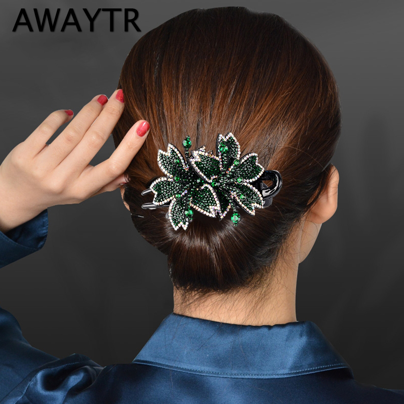 AWAYTR, pinzas para el cabello con diamantes de imitación, horquilla, pasadores de mariposa y flores, pinzas para el cabello de pico de pato Retro para mujer, accesorios para el cabello de cola de caballo
