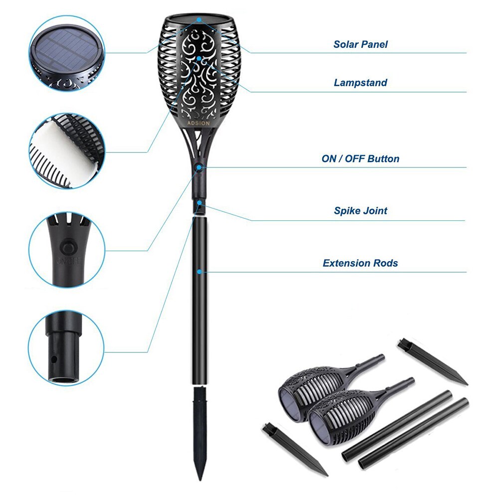 1.2V 12portato controllo della luce solare fiamma solare fiamma danza fiamma lampada da esterno impermeabile torcia da giardino per balcone giardino cortile