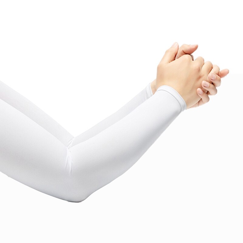 Outdoor Long Gloves Sun UV Protection Hand Protector Cover Arm Sleeves Ice Silk Sunscreen Sleeves Elasticity Arm Sleeves: white / S