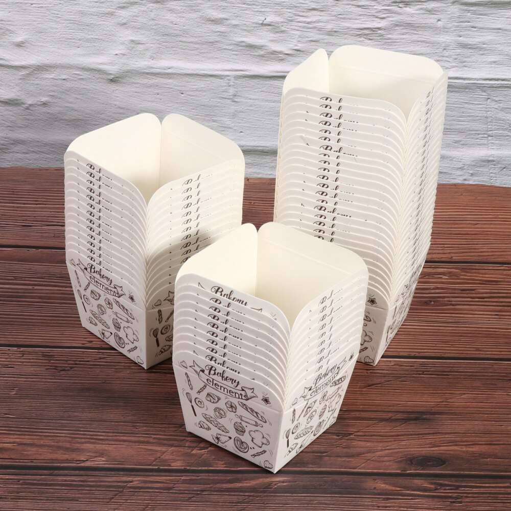 100 pièces mignon papier Cupcake tasses carré jetable gâteau tasse résistant à la chaleur Dessert bols Mini gâteau boîte fournitures de fête (point bleu)