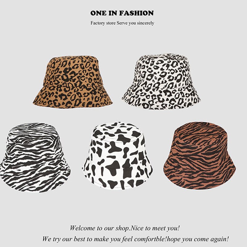Zwart Wit Koe Zebra Patroon Emmer Hoeden Visser Caps Voor Vrouwen Zomer Luipaard Panama Emmer Hoed