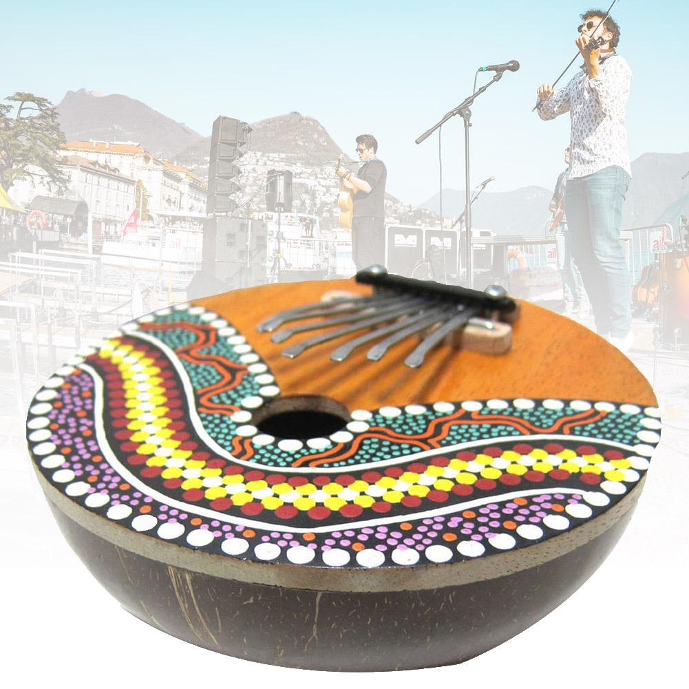 Piano Kalimba peint en coquille de noix de coco, 7 touches, Instrument de musique, jouet pour enfants, pour débutants