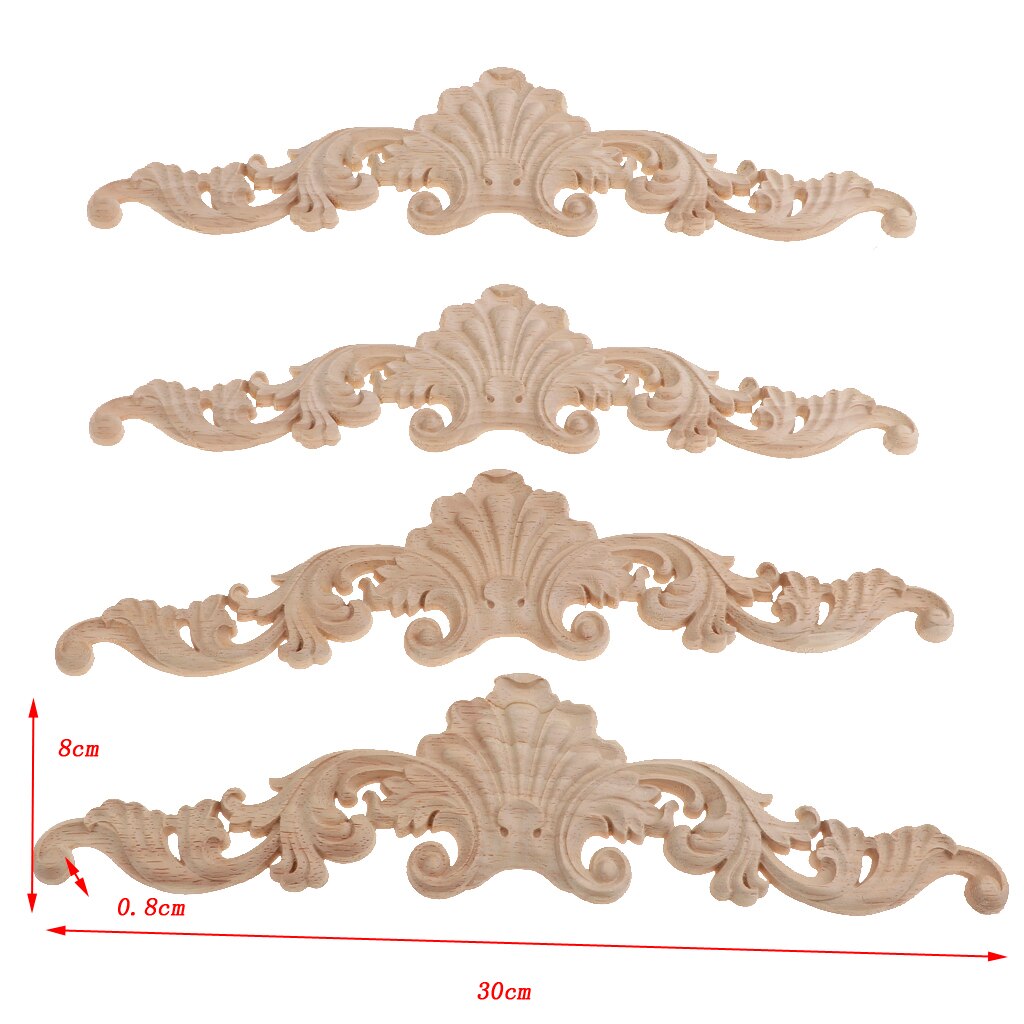 MagiDeal 4Pcs Decorative Wooden Applique Furniture Moulding Craft Decal Decor Frame Corner Decorations - Livingroom Bedroom